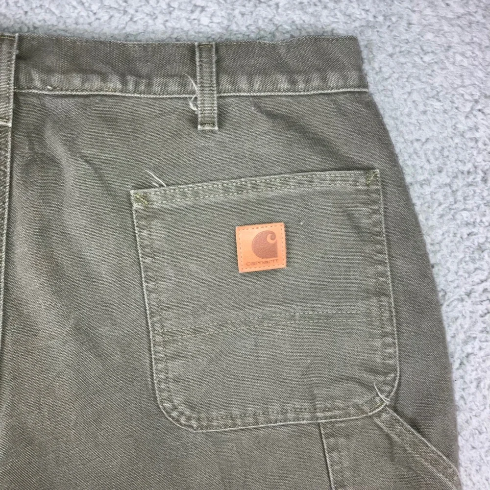 Carhartt B111 MOS Dungaree Men‎ 38x30 Flannel Lined Green Duck Canvas Fit 36x29